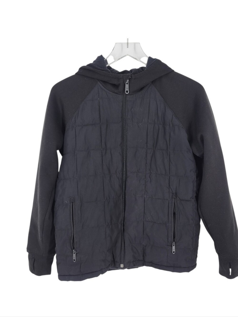 Abercrombie Kids Youth YPB Black Quilted Scuba Hooded Jacket Size 13/14